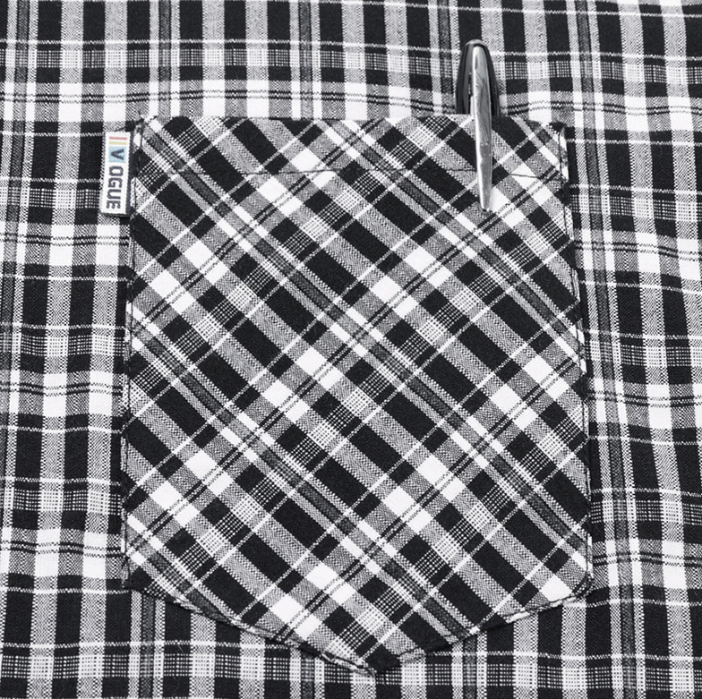 New Polo Shirt Men's Slim Plaid Shirt Small Plaid Button Shirt Pocket Office