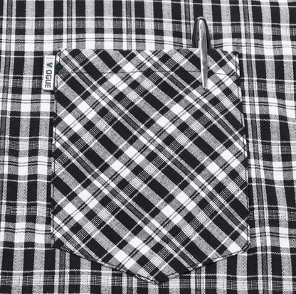New Polo Shirt Men's Slim Plaid Shirt Small Plaid Button Shirt Pocket Office