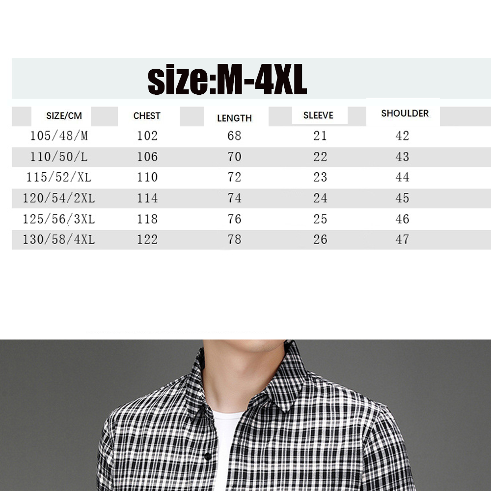 New Polo Shirt Men's Slim Plaid Shirt Small Plaid Button Shirt Pocket Office