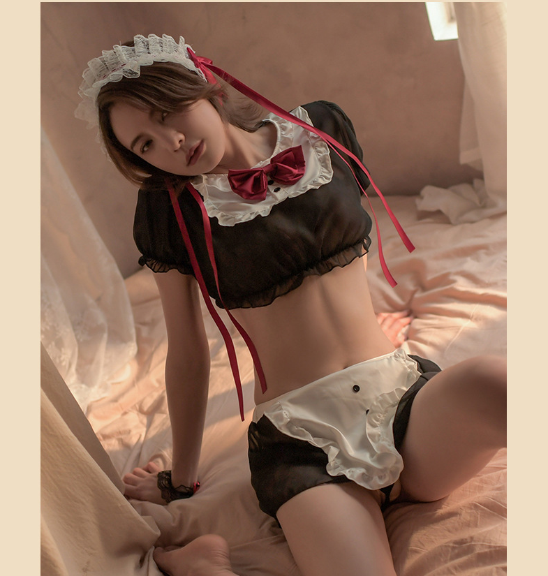 Sexy Lingerie Ladies Mesh SM Cosplay Uniform French Maid Fancy Dress Sex Outfit