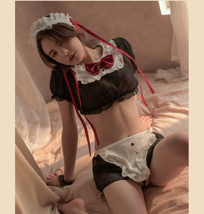 Sexy Lingerie Ladies Mesh SM Cosplay Uniform French Maid Fancy Dress Sex Outfit