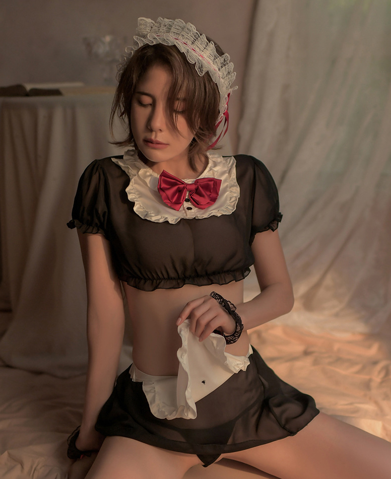 Sexy Lingerie Ladies Mesh SM Cosplay Uniform French Maid Fancy Dress Sex Outfit