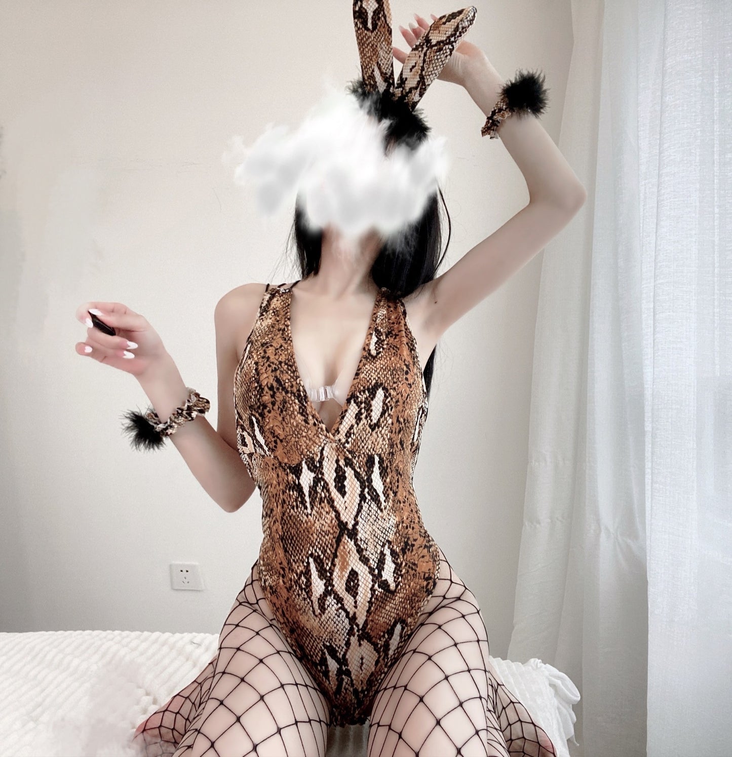 Bunny girl uniform temptation snake pattern underwear Women Sexy Lingerie School Girl Uniform Costume Mini Skirt Role Play