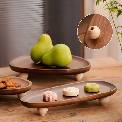 Acacia wooden tray, fruit snack tray, natural wood storage tray