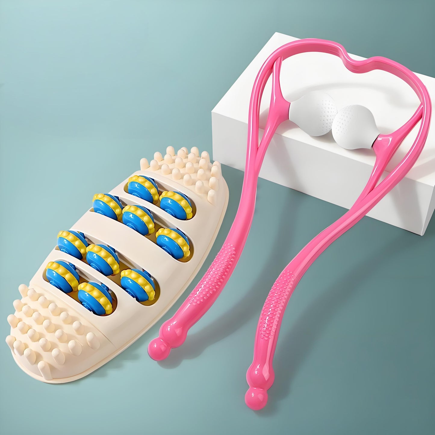 Dual Foot Massager Roller Reduce Fatigue Decompression Feet Acupoint Massag CUT