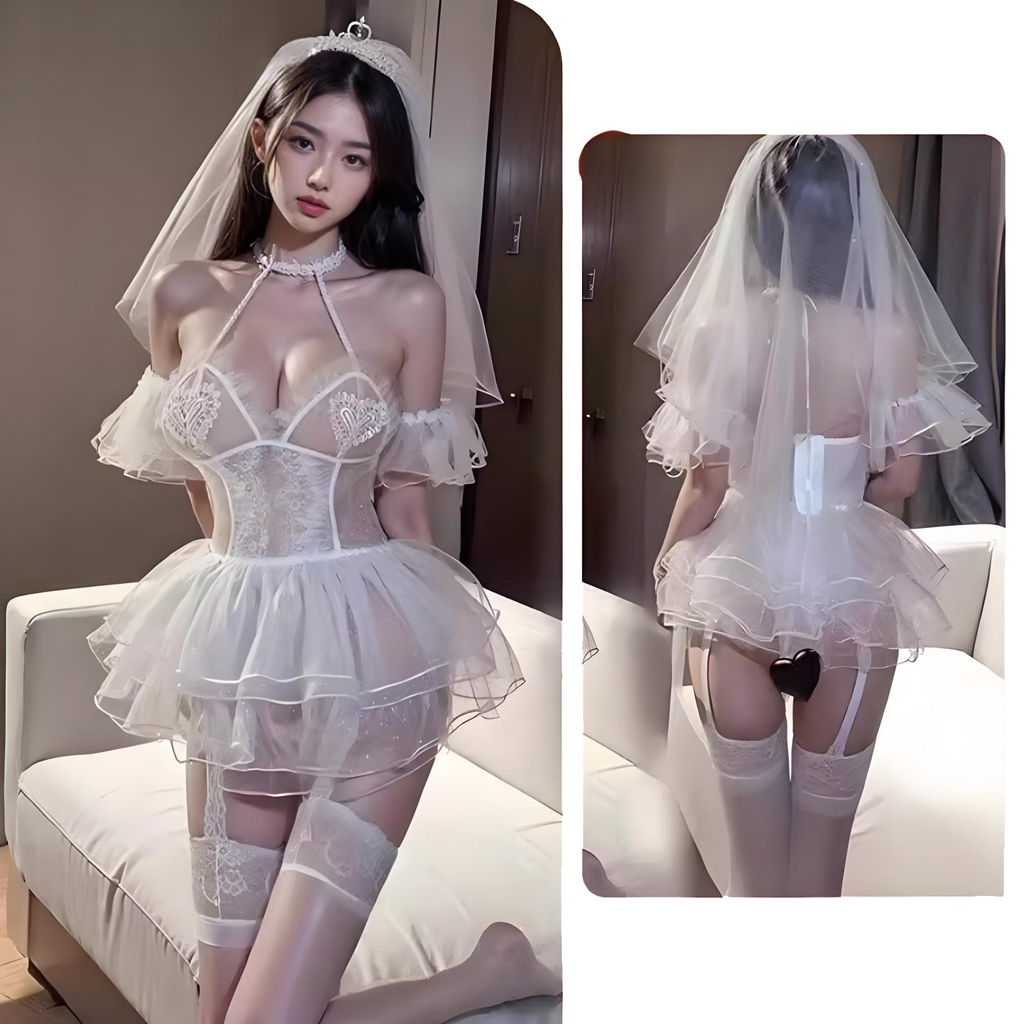 Sexy Lingerie Set Costume Underwear Bride Cosplay Outfit Sleepwear Wedding Dress