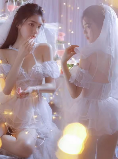 Sexy Lingerie Set Costume Underwear Bride Cosplay Outfit Sleepwear Wedding Dress