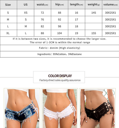 Hot Pants Sexy Women Mini Jeans Denim Daisy Dukes Low Waist Shorts Micro Shorts