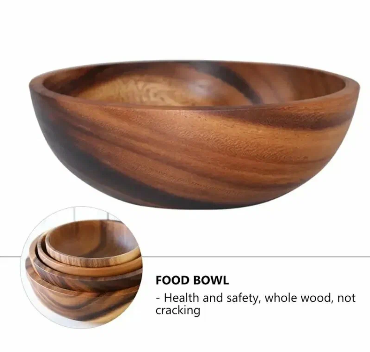 Acacia wooden bowl household Japanese tableware environmentally friendly yogurt bowl salad bowl